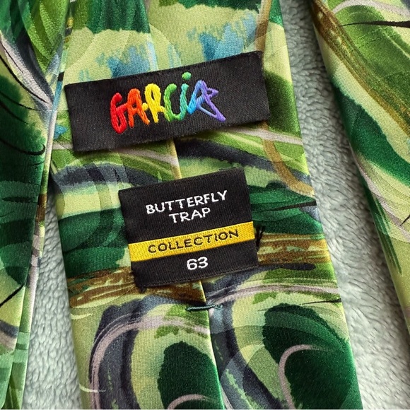 J. Garcia Butterfly trap collectors edition Abstract Green 100% Silk Tie - Picture 2 of 4